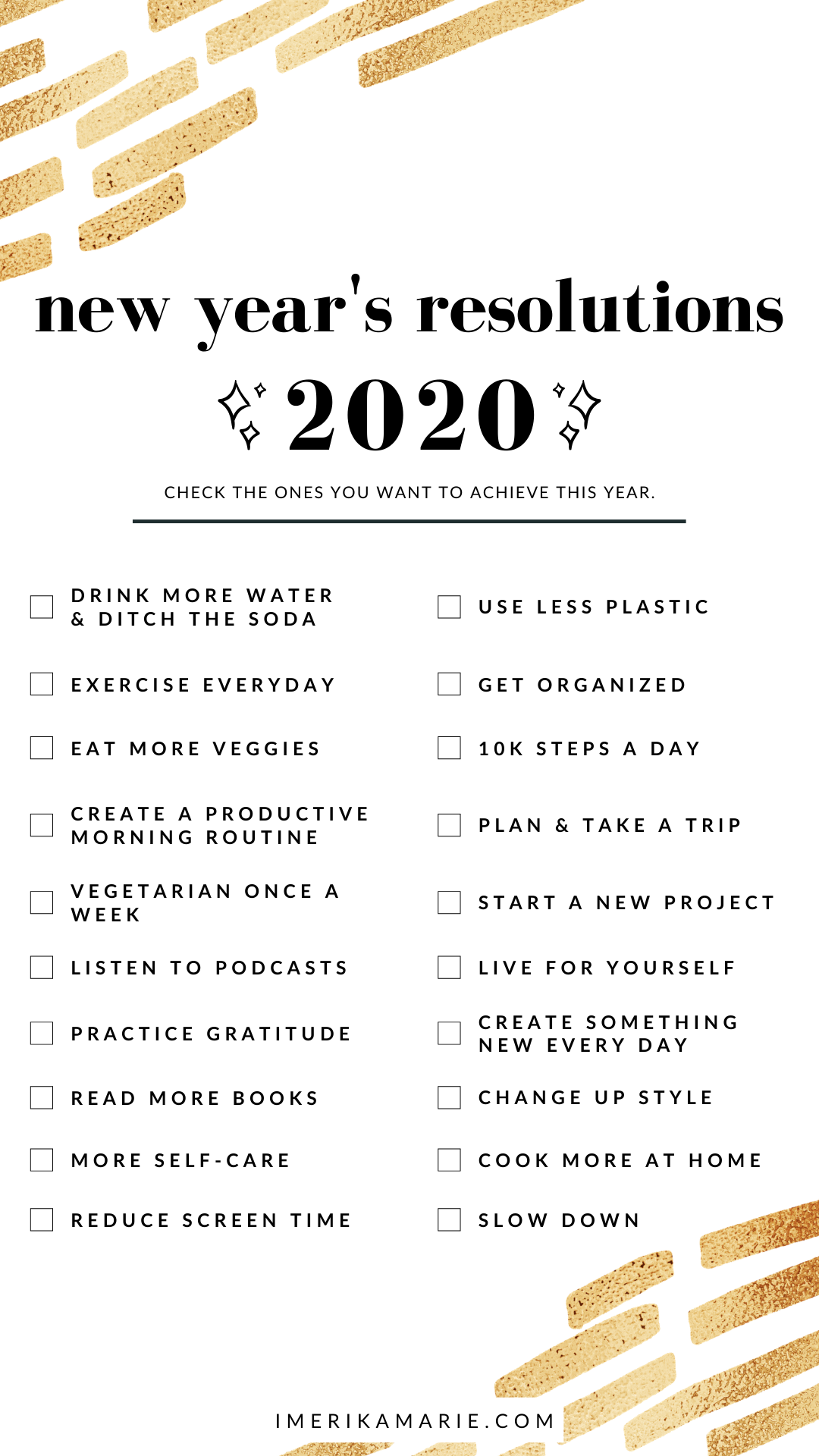 New Year's Resolution List 2020