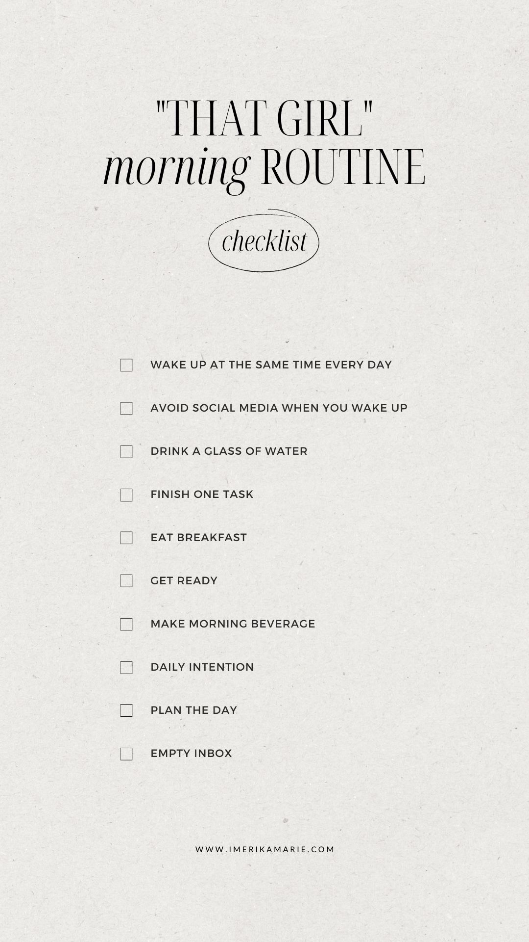 morning routine checklist for girls