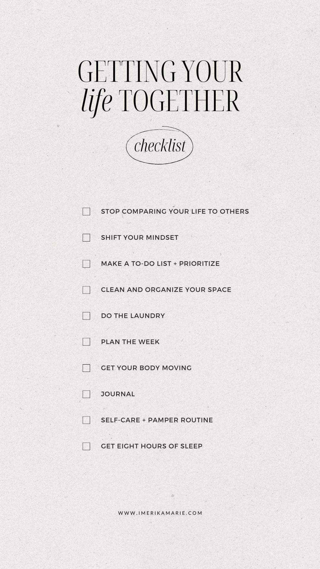 getting your life together checklist