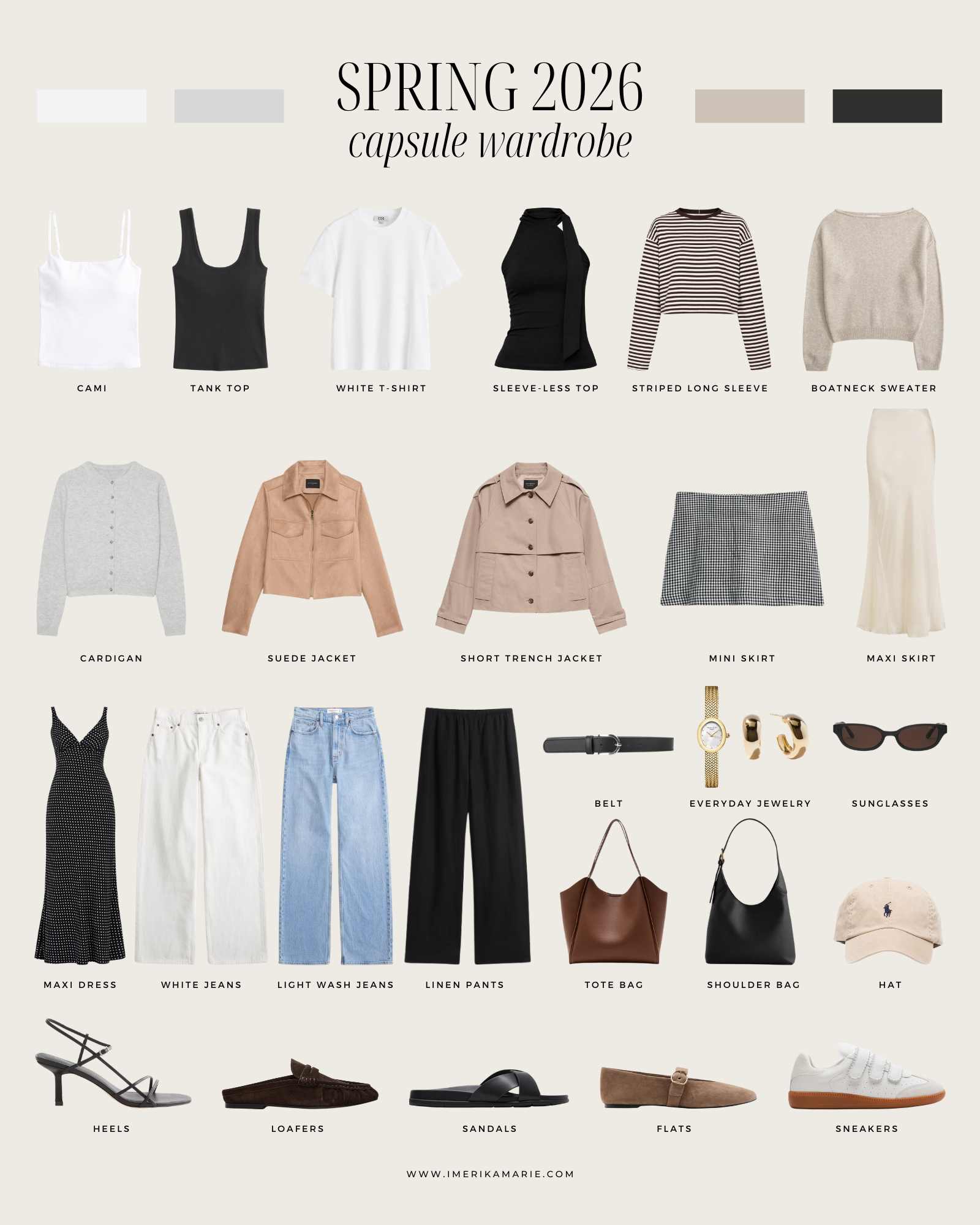 Spring Capsule Wardrobe 2026 + 20 Outfit Ideas | Erika Marie